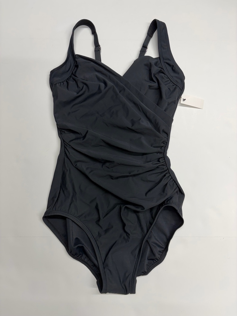 NEW Miraclesuit x Talbots 8 Black One Piece Swim Suit Women v neck firm control